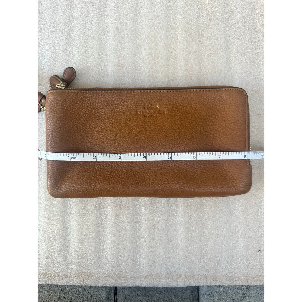 Coach Double Zip Wristlet Wallet Saddle Brown Pebbled Leather Gold H1681 F54056 - Picture 10 of 11